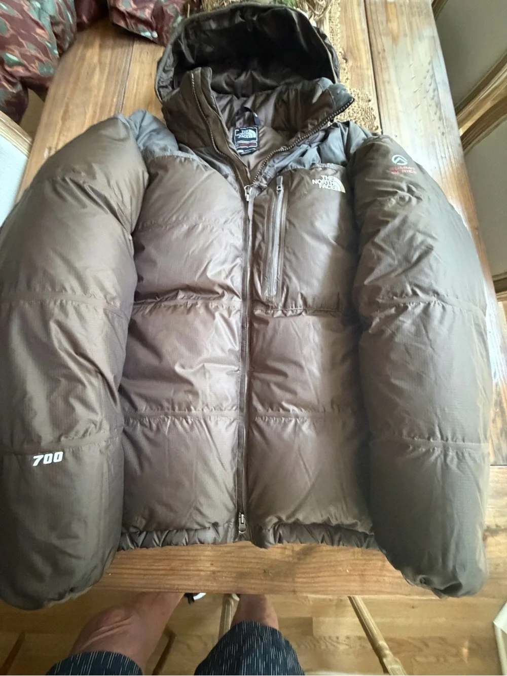 NORTH FACE SUMMIT SERIES 700 PRO DOWN JACKET COFFEE BROWN MENS XL NWOT DOWN HOOD